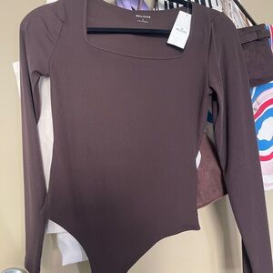 Hollister Women's Chocolate Long Sleeve Bodysuit